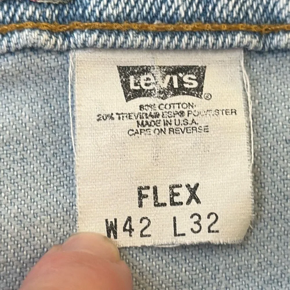 VTG Levis Jeans Mens 42x32 Blue 540 Flex Made In USA Brown Tab Western 90s Denim